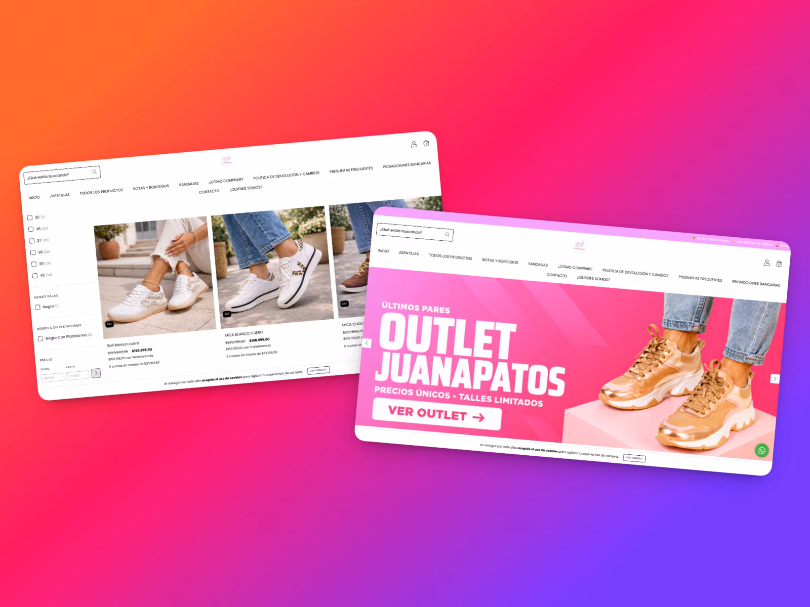 Un banner de la tienda con la identidad actual de la marca, visto en dos pantallas